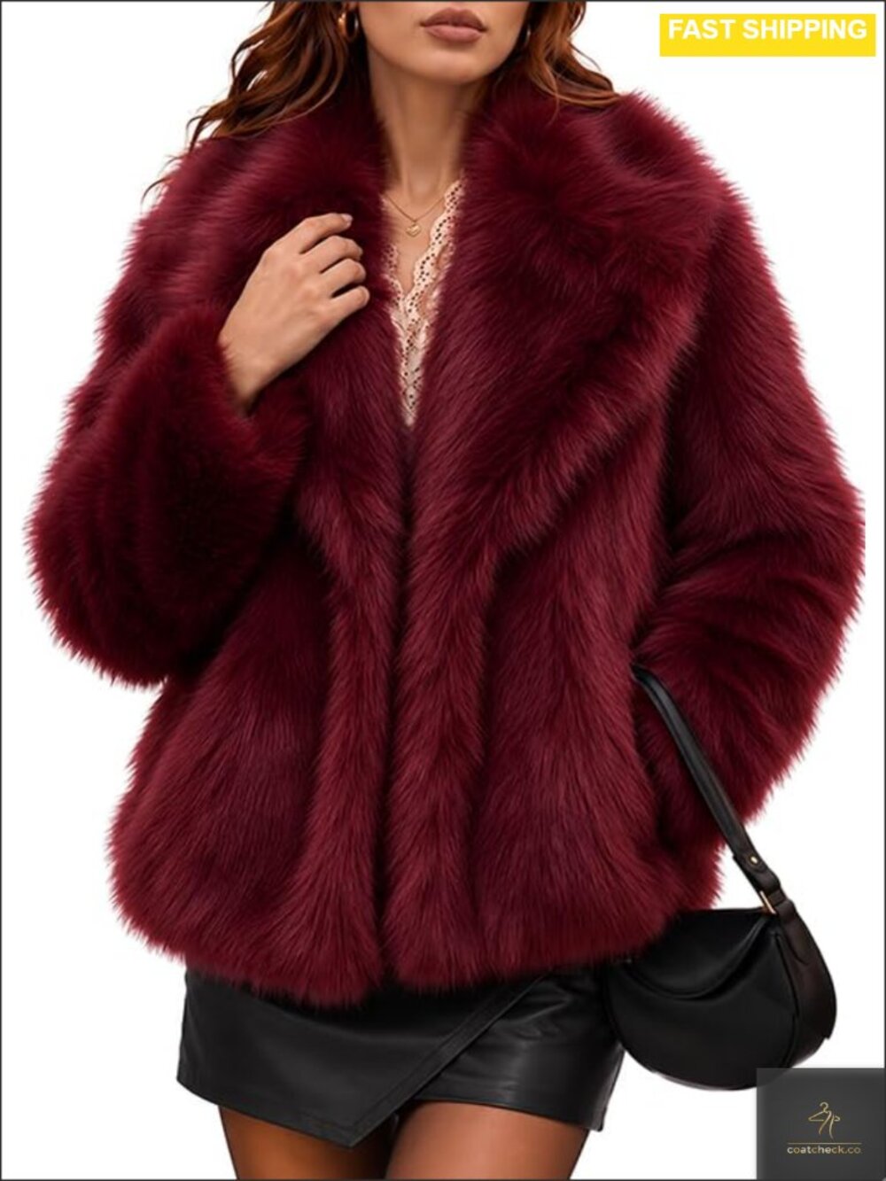 Faux Fur Cropped Jacket Fluffy Furry Winter Warm Coat